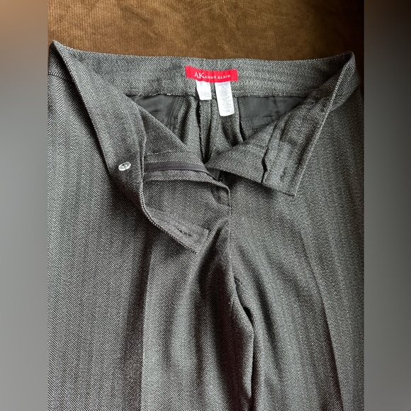 Anne Klein Gray/Black Twill Stretch WideLeg Trousers Buttons & Zip Closure Sz 10 - Picture 5 of 14